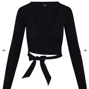 Monday Swimwear Black Wrap Crop Top